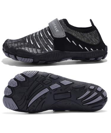 HIITAVE Boys & Girls Water Shoes Quick Drying Sports Aqua Athletic Sneakers Lightweight Sport Shoes(Little Kid/Big Kid) 3 Big Kid Dark/Gray