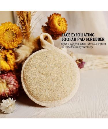 Natural Face Exfoliating Loofah Pad Scrubber - 4 Pack Makeup Remover & Facial Cleansing Brush for Gentle Skin Massage & Blackhead Removal - Beige - Buy Online on SooperMarket.com