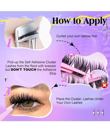Buy Wiwoseo Self Adhesive Eyelashes | Pre-Glued Cluster Extensions | Waterproof D Curl Lash Clusters - No Glue Needed - Buy Online on SooperMarket.com