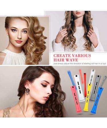 72 Pieces Short Plastic Hair Perm Rods Set - 6 Sizes Cold Wave Rods for Hair Curling - Hairdressing Tools with Tail Comb and Pintail Comb - Buy Online on SooperMarket.com