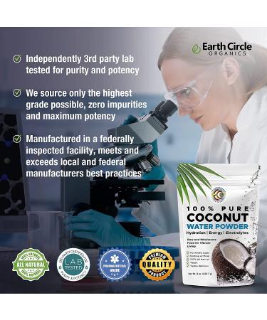 Earth Circle Organics Pure Young Dried Coconut Water Powder - 8oz | Unsweetened Electrolyte Supplement - Natural Keto Water Enhancer | Vegan & Gluten Free - Buy Online on SooperMarket.com