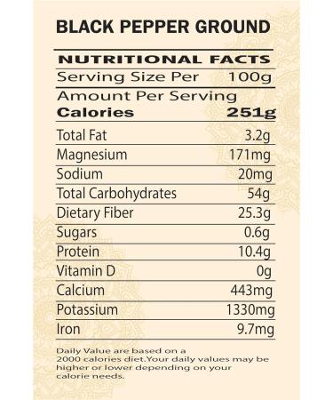 Black Pepper Ground (100g/3.52oz) - Premium Quality Piper Nigrum Powder - Buy Online on SooperMarket.com