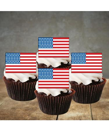 50 Edible American Flag Cupcake Toppers Mini USA Flag Cake Decorations Stars And Stripes Decorations Olympics Party Decorations World Flags 4th Of July Patriotic Independence Memorial Veterans - Buy Online on SooperMarket.com