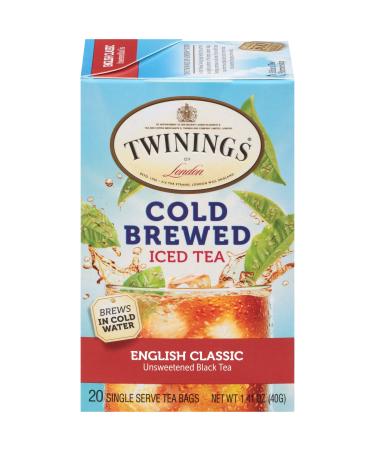 Twinings English Classic Cold Brewed Iced Tea Bags 20 Count (Pack of 6)