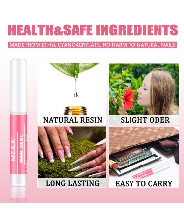 Nail Glue MEKK - Professional Long Lasting Acrylic Nail Adhesive for Press On & False Nails - Super Bond 0.07OZ/PCS (12PCS) - A-Pink - Buy Online on SooperMarket.com