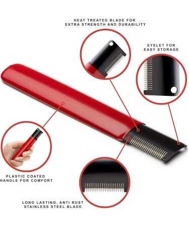 Mikki Dog Puppy Grooming Stripping Knife - Red Hand Stripping Tool for Fine Hair Coats - Buy Online on SooperMarket.com