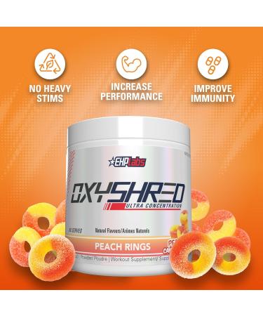 EHPlabs OxyShred Thermogenic Pre Workout Powder & Shredding Supplement - Preworkout for Men & Women Sugar Free Energy Powder with 150mg of Caffeine - Peach Candy Rings 60 Servings - Buy Online on SooperMarket.com