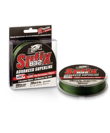 Sufix 832 Advanced Superline Braid - 150 yards Low Vis Green 20 lbs