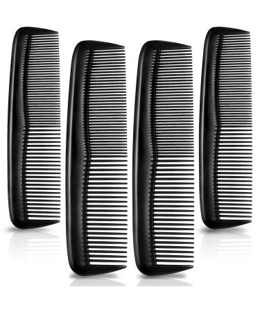 4 Pieces Hair Combs Plastic Pocket Combs Fine and Standard Tooth Hair Cutting Comb Fine Dressing Styling Combs Hairdressing Barber Salon Comb for Women Men Hair Care Tool (Black)
