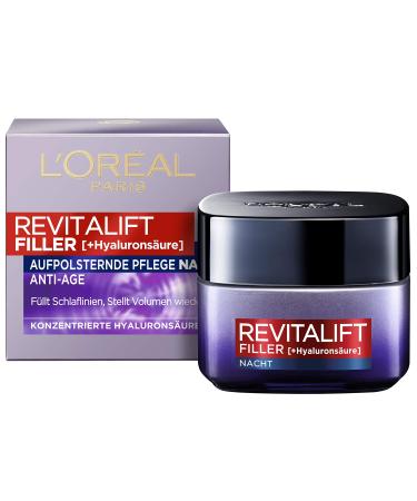L'Or al Paris Nachtflege Revitalift Filler Anti-Aging facial care anti-folds and volume hyaluronic acid concentrate 2 x 50 ml 50 ml (2 pack)