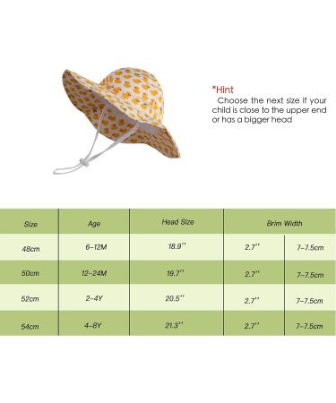 LANGZHEN Baby Girls Sun Protection Hat - Adjustable Toddler Kids Wide Brim Play Hat, Duckling-yellow 1-2 Years - Buy Online on SooperMarket.com