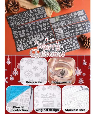 12PCS Christmas Nail Stamper Kit EBANKU 6 Colors Nail Stamping Gel Polish with 6pcs Nail Stamping Templates with Silicone Stamper & Scrapers Snowflakes Santa Trees Nail Plate Print Manicure Tool 0.08 ml (12er Pack) - Buy Online on SooperMarket.com