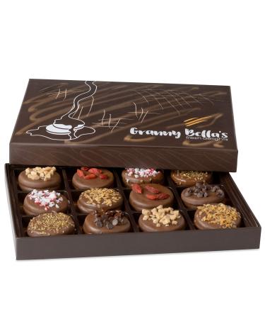 Granny Bella's Valentines Day Gourmet Cookie Gift Baskets 12 Milk Chocolate Covered Sandwich Cookies Box Birthday Candy Gifts Delivery For Him Her Mom Men Family Corporate Sweets Prime Food Basket