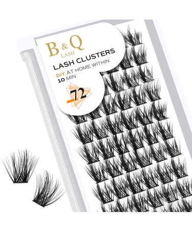 Cluster lashes 72 Clusters B&Q Lash Clusters D Curl Individual Cluster Lashes Natural Eyelash Clusters DIY Lash Extensions Soft Fluffy Cluster Eyelash Extensions (UK-FD-B43-D-14) D-14 mm B 43