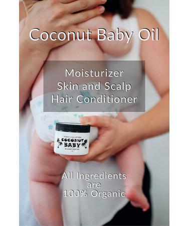 Organic Coconut Baby Oil for Hair & Skin - All Natural, Moisturizing, Gentle Massage Oil - Infused with Sunflower & Grape Seed Oils - 2 fl oz - Buy Online on SooperMarket.com