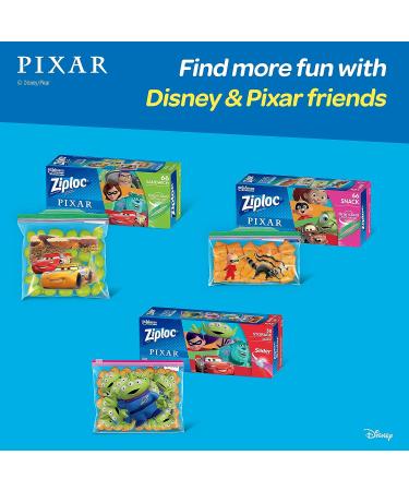 Ziploc Snack Bags with Grip 'n Seal Technology - 66 Count, Pixar Designs | On-the-Go Freshness, Easy Open/Close - Buy Online on SooperMarket.com