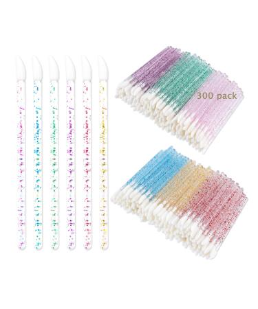 300PCS Glitter Crystal Lip Brush, Disposable Crystal Lip Brushes Tool Kits Lip Gloss Applicators Make Up Brush Lipstick Gloss Wands Makeup Applicators Brushes Applicator tool Makeup Beauty Tool Kits