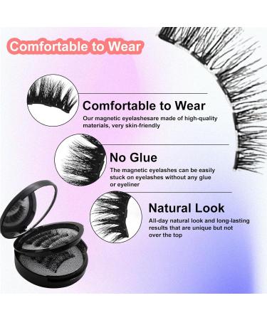 Magnetic Eyelashes Reusable 3D Magnetic Lashes Natural Look with Applicator No Glue Magnetic False Eyelashes without Eyeliner Waterproof Wispy Fluffy Magnetic Lashes - Buy Online on SooperMarket.com