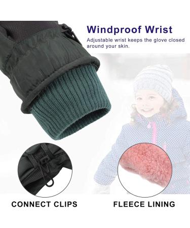 XIAOHAWANG Kids Ski Gloves - Waterproof Dinosaur Mittens for Boys & Girls 2-8 Years - Blackish Green - Buy Online on SooperMarket.com