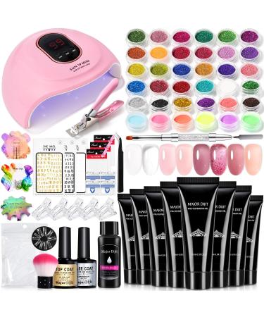 Major dijit nail extension kit 8 colies poly nail gel kit with 38W uv lamp nail brush under lacquer lacquer nail shape glitter nail cliff all-in-one nail studio set