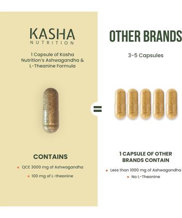 KASHA Nutrition Ashwagandha 3000 mg and L-theanine 100 mg Per Capsule | High Potency 10:1 Extract Expert Formulated | Resistance to Stress Promote Relaxation Energy Memory Enhancement Sleep Aid & Rejuvenative Tonic | Proudly Canadian | No Additives (60 Co - Buy Online on SooperMarket.com