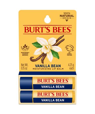 Burt's Bees Lip Balm Moisturizing Lip Care for All Day Hydration 100% Natural Vanilla Bean (2 Pack) Vanilla 2 Count