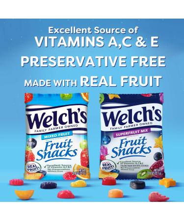 Welch's Fruit Snacks Bulk Variety Pack - Mixed Fruit & Superfruit, Gluten Free 0.8 oz Bags (Pack of 60) - Buy Online on SooperMarket.com