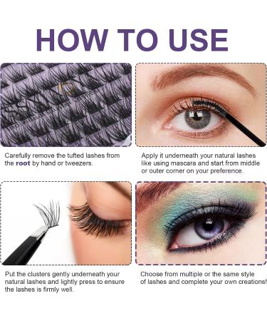Individual Lashes Extension Kit - 77 Wide-Stem 9-15mm Mix False Eyelashes with Glue & Applicator - DIY Natural Cluster Lashes Extensions Kit - Portable for Home/Outing - W-7 Light Suit (1 count) - Buy Online on SooperMarket.com