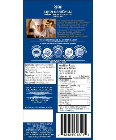 Lindt No Sugar Added Milk Chocolate Bar 100 Grams - Buy Online on SooperMarket.com
