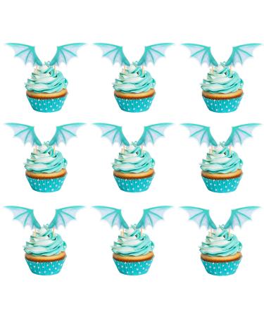 24 pieces kite wing cupcake toppers green dragon wing bat wing cake pics dinosaur cupcake topper dragon cupcake topers picks for dragon themed party birthday decoration accessories wing-3