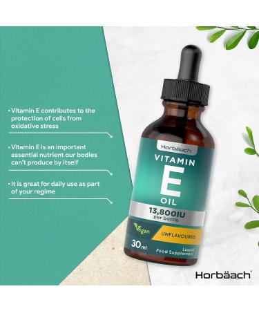 Vegan Vitamin E Oil Oral Drops 30ml | 230iu | 13 800iu per Bottle | Unflavoured Liquid Supplement by Horbaach - Buy Online on SooperMarket.com