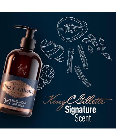 King C. Gillette Beard Shampoo & Face Wash - 350ml | Coconut Water, Argan Oil & Avocado Oil - Buy Online on SooperMarket.com