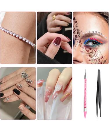 LLMSIX Rhinestones Picker Tool Dual-Ended Wax Pencil Pen Rhinestone Picker Dotting Pen Rhinestones Applicator with 4 Wax Tips and Twizzer for Gem Stone Jewelry Nail Art DIY Craft (Pink) - Buy Online on SooperMarket.com