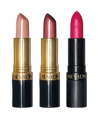 Lipstick Set by Revlon Super Lustrous 3 Piece Gift Set High Impact Multi-Finish in Cream Pearl & Matte Pack of 3 Pearl & Matte 3 Piece Gift Set 0.15 Ounce (Pack of 3)