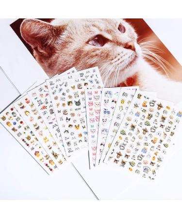 PHOGARY Cat Nail Stickers - 8 Sheets Nail Art Decals for Women & Girls | Perfect for False Nails & Manicure Gifts - International Shipping Available - Buy Online on SooperMarket.com