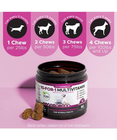 PetHonesty 10 in 1 Dog Multivitamin with Glucosamine - Essential Supplements for Dog Health & Heart - Omega Fish Oil, Probiotics, Chondroitin - Chicken Flavored Dog Vitamins - Buy Online on SooperMarket.com
