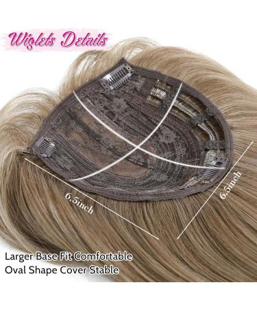 Short Bob Hair Topper for Women | Ash Light Brown with Highlights | Hair Volume Enhancement | 12 Inch Clip-in Wiglet | Fiber Hairpiece for Thinning Hair - Buy Online on SooperMarket.com