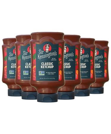 Sir Kensington's Classic Ketchup, From Whole Tomatoes, No High Fructose Corn Syrup, Gluten Free, Certified Vegan, Non- GMO Project Verified, Shelf-Stable, 20 oz pack of 6