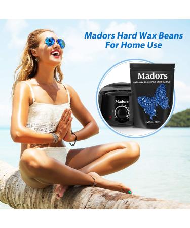 Madors Hard Wax Beads 1lb Kit with 10 Applicator Sticks - Hair Removal for Full Body, Facial, Brazilian, Bikini, and Legs (Blue) - Buy Online on SooperMarket.com