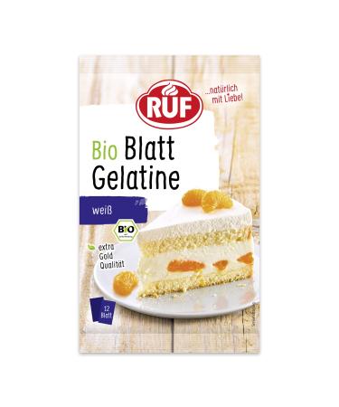 Call organic sheet gelatin clear extra gold quality real organic quality from EU agriculture for use in cold and warm dishes gluten -free 1x12 sheet 20 g (1 Pack) organic