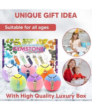 Organic Bath Bombs with Gemstone Jewelry Inside - Handmade Spa Set with Essential Oils - Perfect Gift for Any Occasion - SET2 - Buy Online on SooperMarket.com