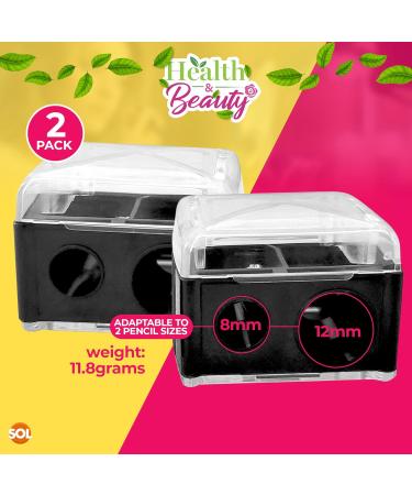 2pk Dual Makeup Sharpener for Eye, Lip, and Eyebrow Pencils - Big & Small Holes Eyeliner Sharpener - Buy Online on SooperMarket.com