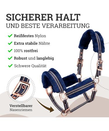 Esposita Halft Champion Edition Stallhelfer Fluch Halufer Soft Throw-In with Synthetic Fur - Fluffy Pony in Navy/Rose Gold - Buy Online on SooperMarket.com
