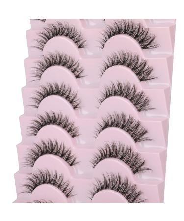 Wiwoseo 15MM Cat Eye False Eyelashes - Natural Wispy Russian Strip Lashes, 10 Pairs for Small Eyes - Buy Online on SooperMarket.com