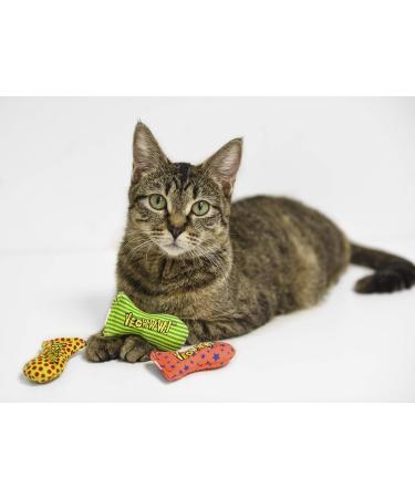 YEOWWW catnip toys for cats - organic very strong catnip fish stinkies sardines cat toys with catnip pack of 3 colourful patterns - 7.5cm long - Buy Online on SooperMarket.com
