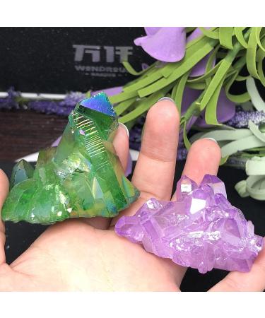 Home Decoration 2pcs Aura Crystal Cluster Angel Aura Titanium Quartz Crystal Stunning Rainbow Specimen Minerals s FUZEGRDLI - Buy Online on SooperMarket.com