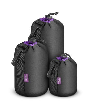 Altura Photo (3 Pack) Thick Protective Neoprene Pouch Set for DSLR Camera Lens (Canon, Nikon, Pentax, Sony, Tamron, Sigma, Olympus, Panasonic, Fuji) - Includes: Small, Medium and Large Pouches