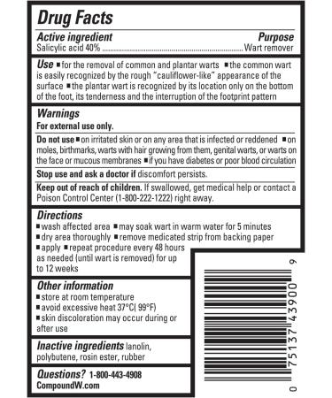 Compound W Maximum Strength One Step Invisible Wart Remover Strips - 14 Count Pack - Fast and Effective Treatment for Warts - Buy Online on SooperMarket.com