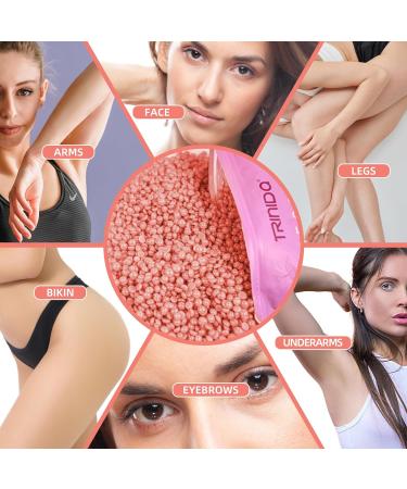 TRINIDa Rose Hard Wax Beads 500g with 10 Applicators - Gentle Hair Removal for Full Body, Facial and Legs - Painless Wax Beads for Women and Men - Buy Online on SooperMarket.com
