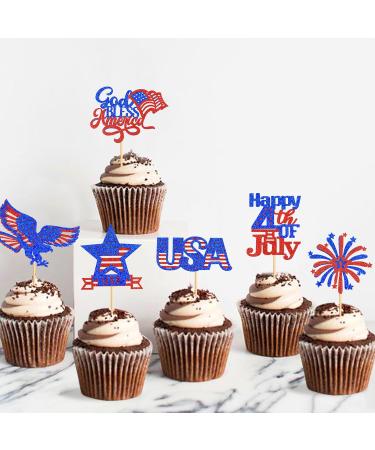 24 Pcs Independence Day Cupcake Toppers Glitter National Flag Cake Topper Picks Toothpick Toppers 4th of July Flag Day Photo Props for Patriotic Party Supplies (eagle-godbless-you) - Buy Online on SooperMarket.com